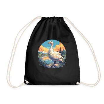 geese goose - Drawstring Bag - black - Front