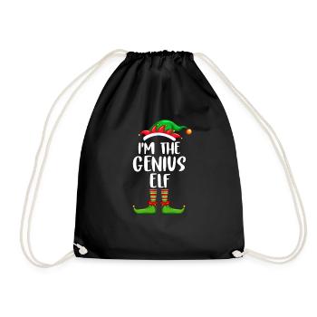 I'm The Genius Elf Shirt Matching Family Christmas - Drawstring Bag - black - Front