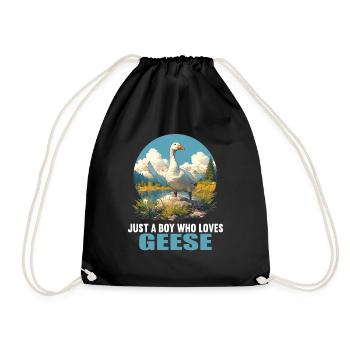 geese goose - Drawstring Bag - black - Front