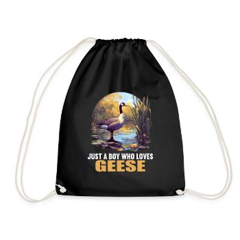 geese goose - Drawstring Bag - black - Front