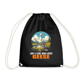 geese goose - Drawstring Bag - black - Front