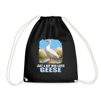 geese goose - Drawstring Bag - black - Front