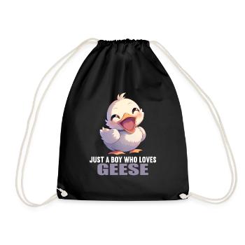 geese goose - Drawstring Bag - black - Front