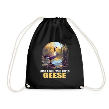 geese goose - Drawstring Bag - black - Front