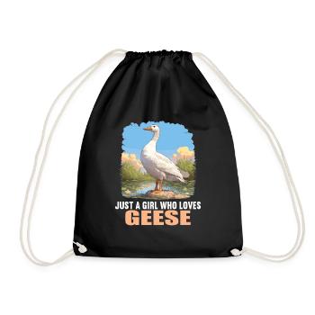 geese goose - Drawstring Bag - black - Front