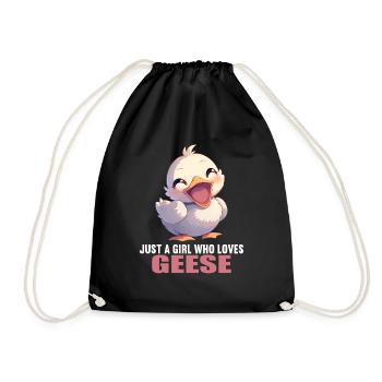 geese goose - Drawstring Bag - black - Front
