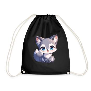 Gray foxes Gray fox - Drawstring Bag - black - Front