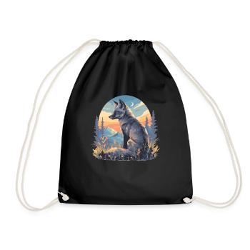 Gray foxes Gray fox - Drawstring Bag - black - Front