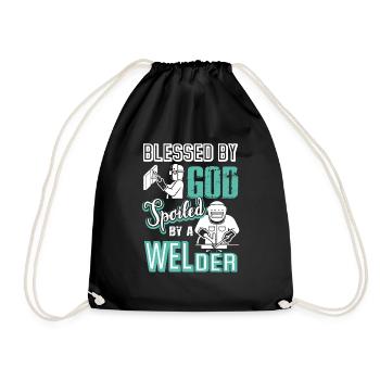 Welder Spoiled By A Welder - Drawstring Bag - black - Front