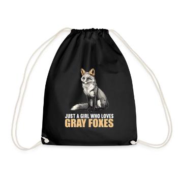 Gray foxes Gray fox - Drawstring Bag - black - Front
