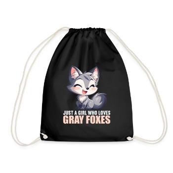 Gray foxes Gray fox - Drawstring Bag - black - Front