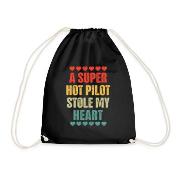 Retro Vintage Pilot Valentinstag Geschenk - Turnbeutel - Schwarz - Vorne