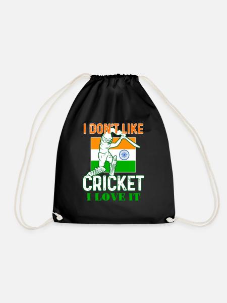 I Don t Like Cricket Funny Indian Cricket Fans - Drawstring Bag - black