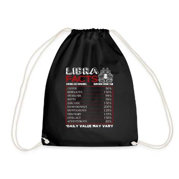 Libra Facts Shirts Sign Of Zodiac Horoscope - Drawstring Bag - black - Front