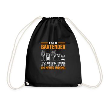 Lustiger Barkeeper Spruch Barkeeper Geschenk - Turnbeutel - Schwarz - Vorne