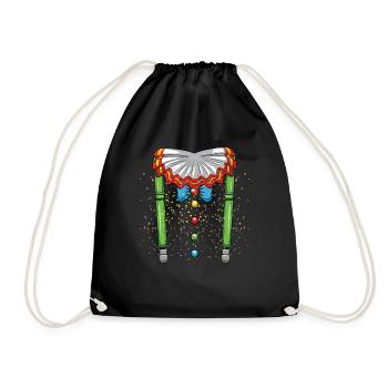 Carnival Costume Funny Suspenders Colorful Buttons - Drawstring Bag - black - Front