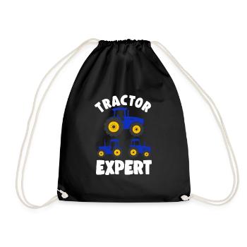 Farm Tractor Expert Farmer Boy Toddler Gift Idea - Drawstring Bag - black - Front