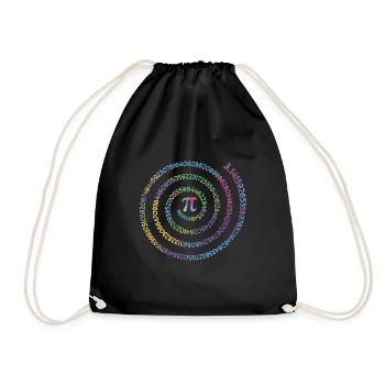 Pi Day: 3.14159265359 Spiral Rainbow - Drawstring Bag - black - Front