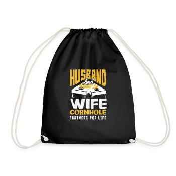 Funny Cornhole Player Gift - Drawstring Bag - black - Front