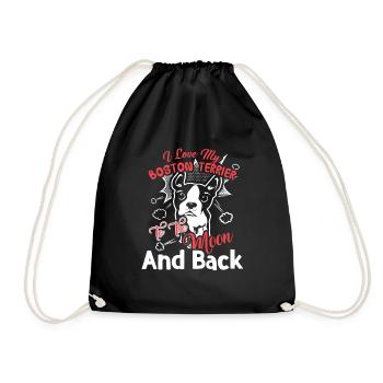 I Love My Boston Terrier To The Moon And Back - Drawstring Bag - black - Front