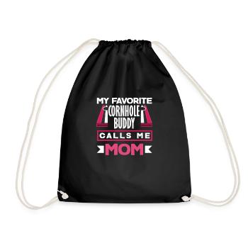 Funny Cornhole Player Gift - Drawstring Bag - black - Front