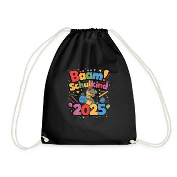 Schulkind 2025 Einschulung Schulanfang - Turnbeutel - Schwarz - Vorne
