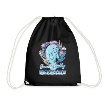 Manatee Save Chubby Mermaids - Drawstring Bag - black - Front