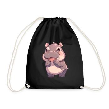 Hippopotamus Hippopotamus - Drawstring Bag - black - Front