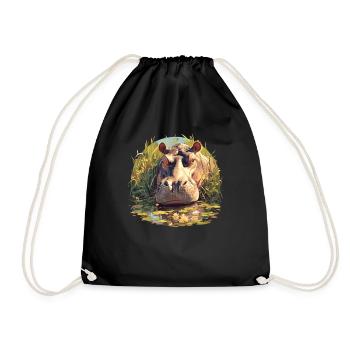 Hippopotamus Hippopotamus - Drawstring Bag - black - Front