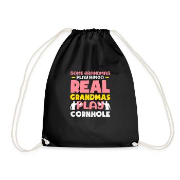 Funny Cornhole Player Gift - Drawstring Bag - black - Front