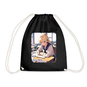 Just A Girl Who Loves Anime Kawaii Cute - Drawstring Bag - black - Front