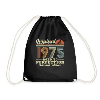 Jahrgang 1975 50th Anniversary Retro Geschenk - Turnbeutel - Schwarz - Vorne