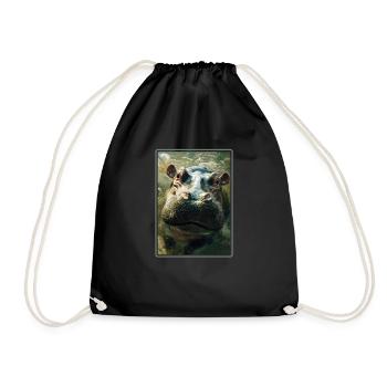 Hippopotamus Hippopotamus - Drawstring Bag - black - Front