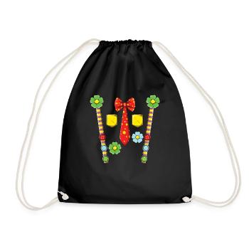 Carnival Clown Costume Colorful Flowers Tie - Drawstring Bag - black - Front