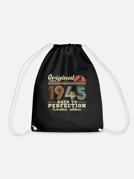 Jahrgang 1945 80. Geburtstag Retro Geschenk - Turnbeutel - Schwarz