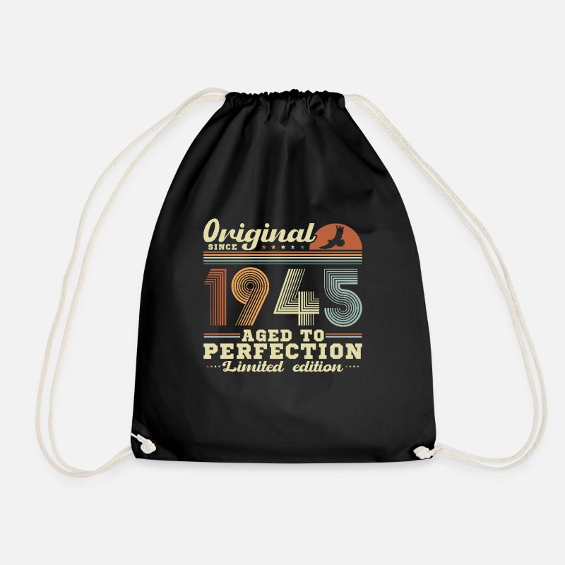Jahrgang 1945 80. Geburtstag Retro Geschenk - Turnbeutel - Schwarz