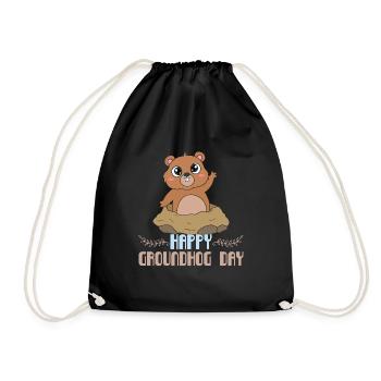 Happy Groundhog Day Design - Drawstring Bag - black - Front