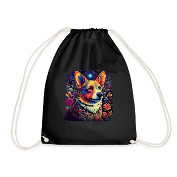 Dog In Color Dog Owner, Colorful Dog - Drawstring Bag - black - Front