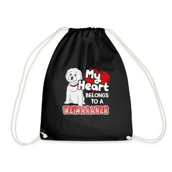My Heart Belongs To Weimaraner - Drawstring Bag - black - Front