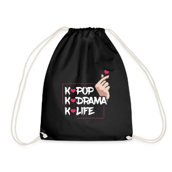 K-Pop K-Drama K-Life Begeisterung - Turnbeutel - Schwarz - Vorne
