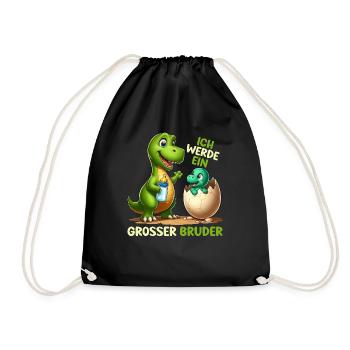 Je vais être grand frère dinosaure nouveau frère - Sac de sport léger - noir - Devant