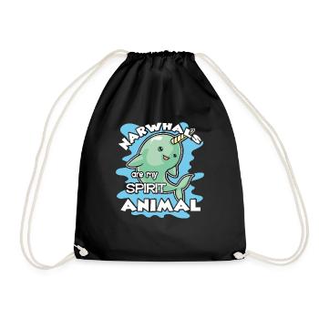 Narwhal Narwhals Are My Spirit Animal - Drawstring Bag - black - Front