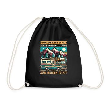 Camper Caravan Campfire Camping holiday - Drawstring Bag - black - Front