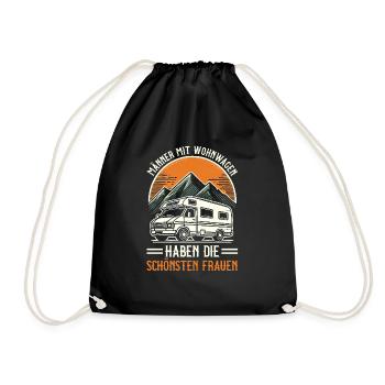 Camper Caravan Campfire Camping holiday - Drawstring Bag - black - Front