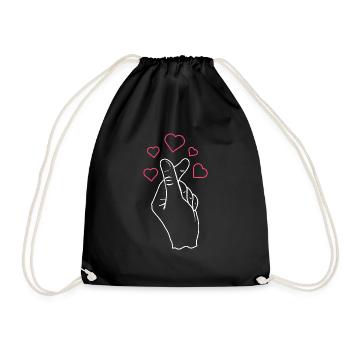 Geste de la main aimant avec le cœur - Sac de sport léger - noir - Devant