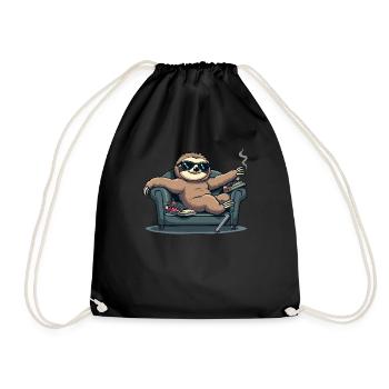 Sloth with sunglasses - Drawstring Bag - black - Front