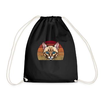 Siamese Cat, Siamese Cat - Drawstring Bag - black - Front