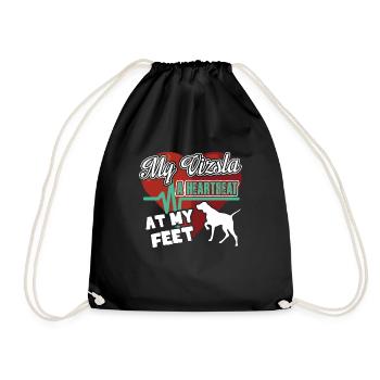 My Vizsla A Heartbeat At My Feet - Drawstring Bag - black - Front