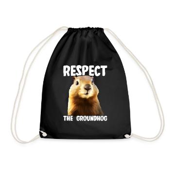 Respect the Groundhog – Humorous Memory - Drawstring Bag - black - Front