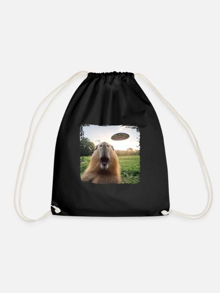 Drôle Capybara Selfie OVNI Meme Cadeau - Sac de sport léger - noir